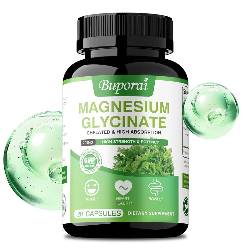 

Magnesium Glycinate - Supports Stress Relief, Sleep, Nerve, Muscle and Metabolism Support, 30/60/120 Capsules