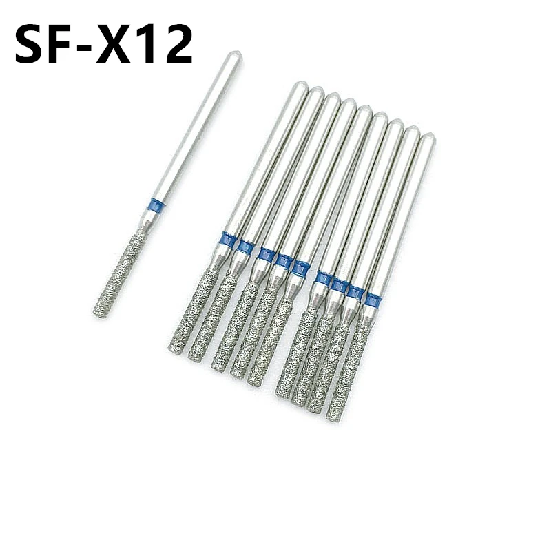 10pcs Dental Clinic Diamond Burs Medium FG 1.6mm High Speed Drills for Polishing Smoothing Teeth Polishers SF-X12