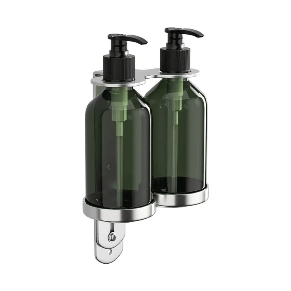 Refillable Wall Mounted Soap Dispenser Stainless Steel No Need for Drilling Pump Bottle Plastic Detachable Shower Gel Dispenser