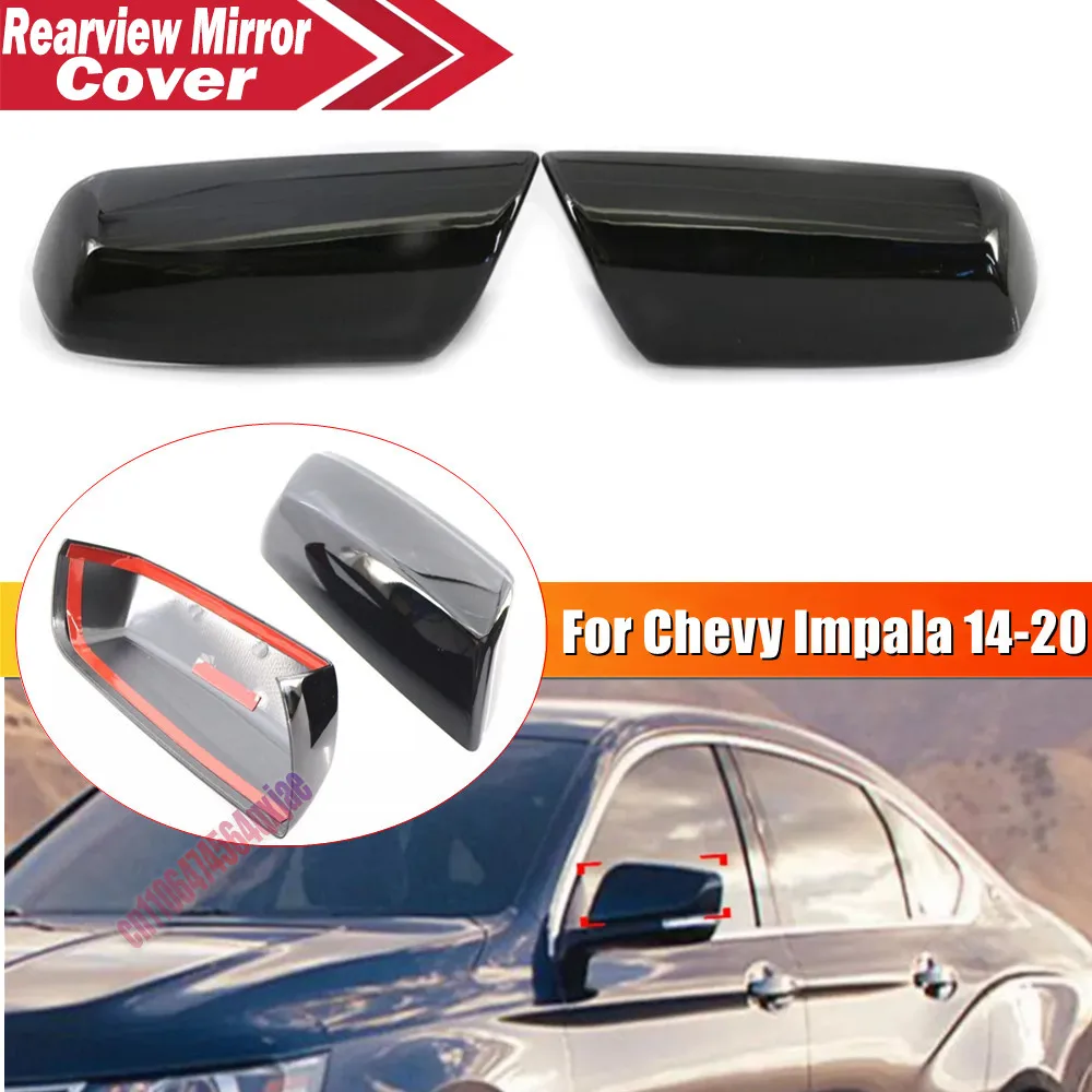 For US Chevrolet Impala 2014-2020 ABS Rearview Side Mirror Cover Wing Cap Exterior Door Housing Trim Adhesive Sticker