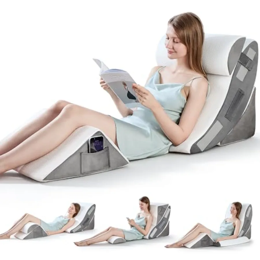 

ed Wed Pillow 4PC Adjustale Memory Foam Triangle Wed Pillow t For After Sur Pillow Wed For Sleep Apnea ack Pain Relief Acid Ref