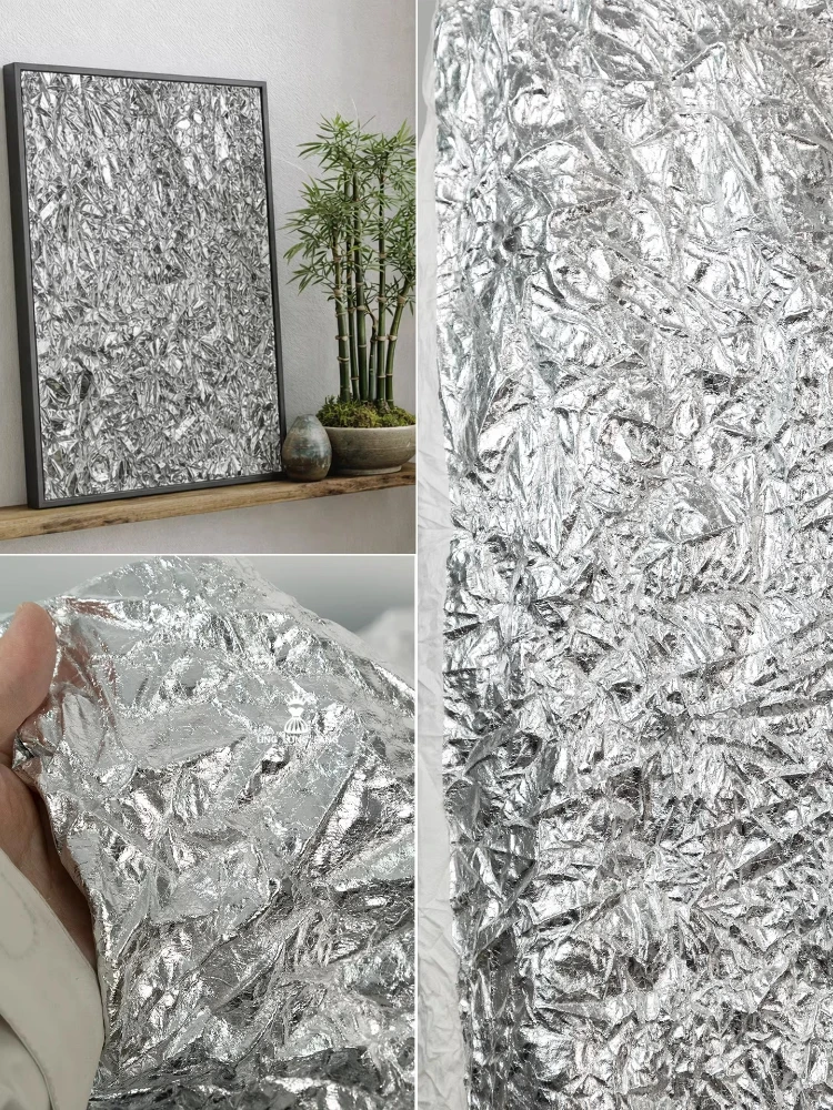 

Metallic Silver Pleated PU Composite Fabric for Handmade DIY Clothing Designer Fabrics By The Meter Sewing Cloth Wholesale