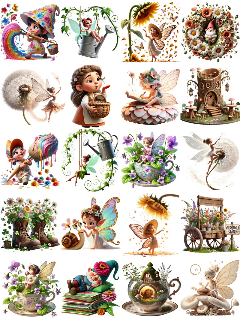 Pegatinas de niña elfo de jardín, manualidades y pegatinas para álbum de recortes, juguetes para niños, pegatinas decorativas para libros, papelería DIY