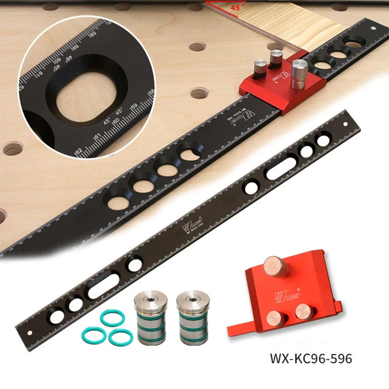 

1Set Woodworking Hole Table Fence Support Auxiliary Fixator, Positioning Ruler For MFT Workbench Accessory For 20mm Hole