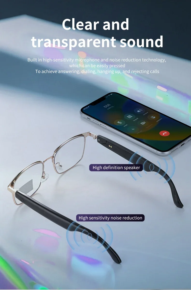 

Photochromic AI Smart Glasses with Metal Frame, Bluetooth Audio Function, Hands‑Free Calls for Unisex Daily Use