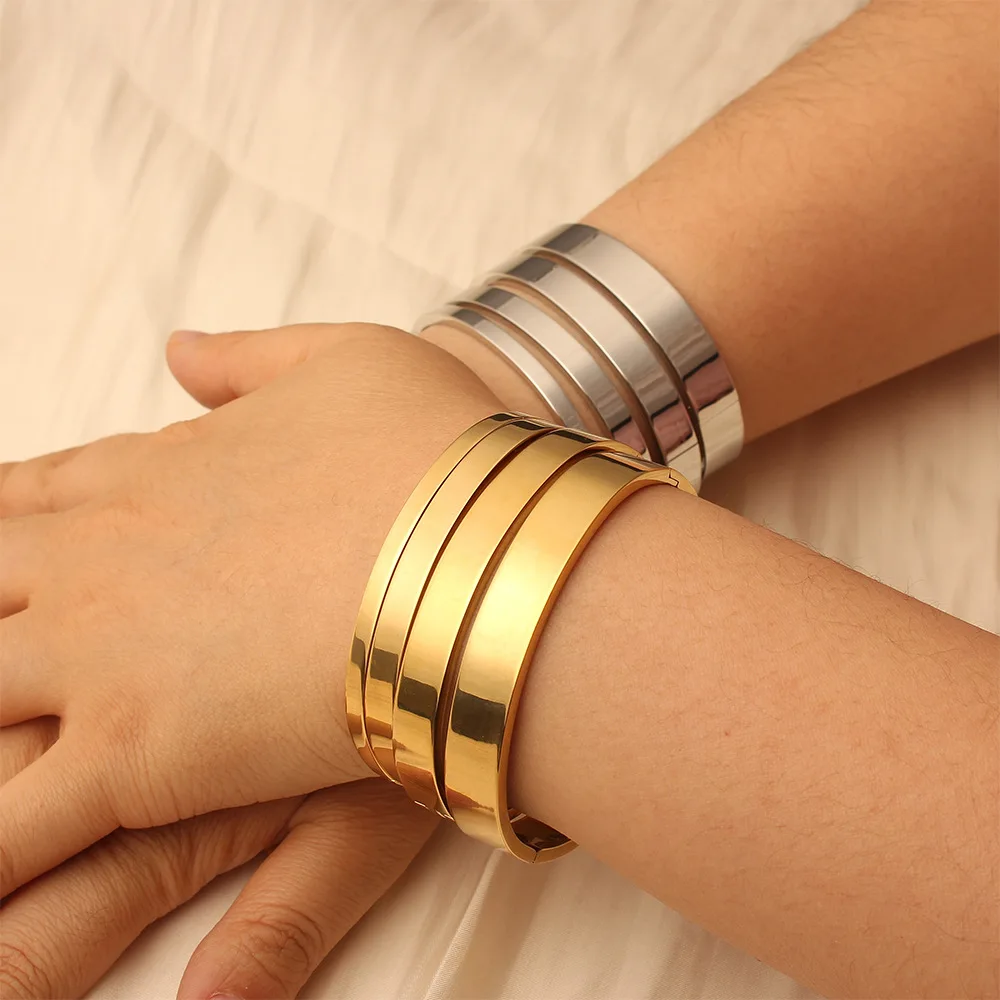 Classic and Popular Titanium Steel 18K Mirror Polished 10 8 6 4MM Non-fading Real Gold Electroplated Waterproof Ladies' Bracelet