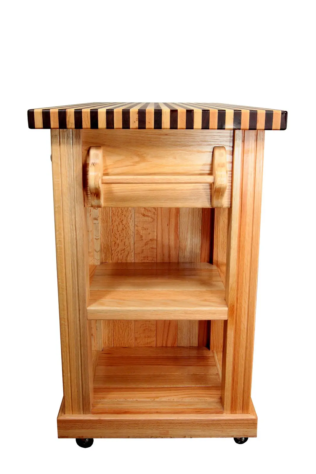 Handcrafted Wooden Kitchen Cart with Premium Inlay Custom Maple & Walnut Cossatot Parquet Kitchen Island