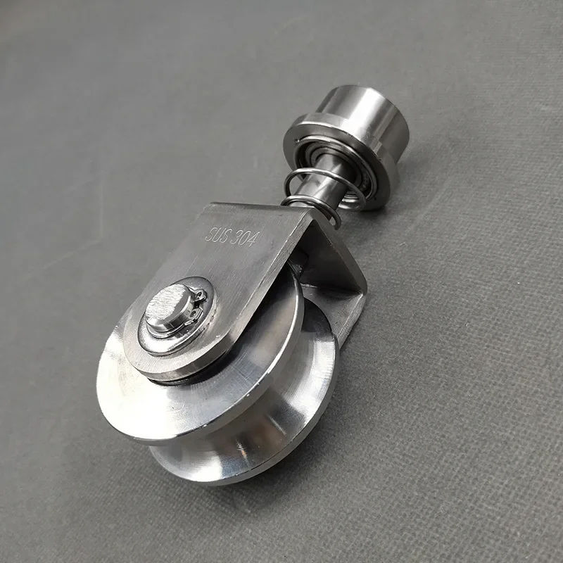 304 stainless steel rotating universal groove wheel spring shock absorption Courtyard mobile gate rail wheel  U/V/H slot pulley