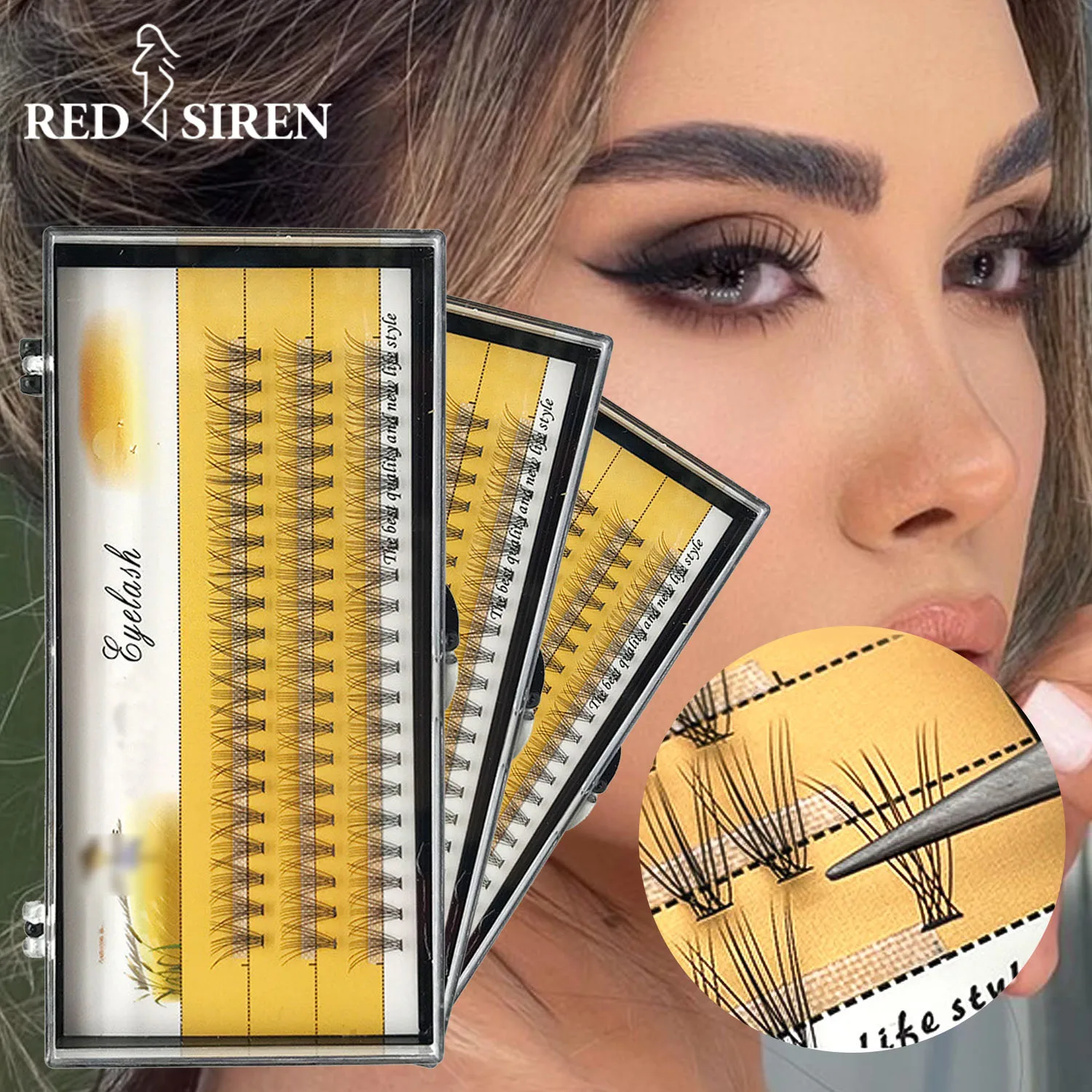 REDSIREN Eyelash Clusters 6mm-16mm 60Bundles Diy Lash Extensions 10D Wispy Natural Lashes Makeup Individual Lashes