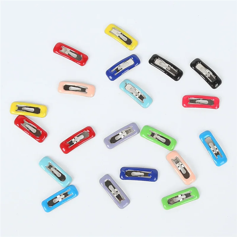 10/20Pcs Fashion 2cm Ultra Small BB Clip Cloth Doll Pet Alloy Hair Accessories Rectangular Oil Dripping Hairpins Girls Headdress