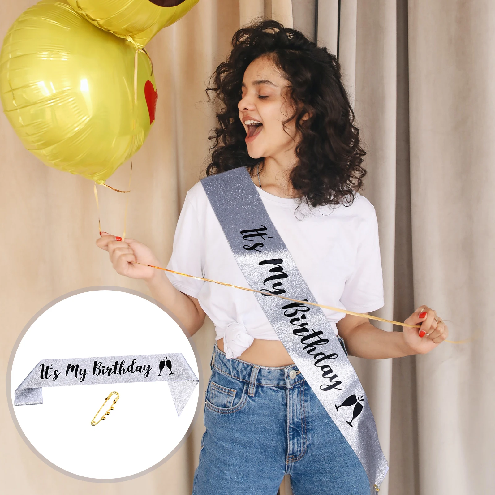 

Birthday Party Sash Glitter Cloth Accessories Straps Supplies Girls Decoration Gift Letters Wedding Seal