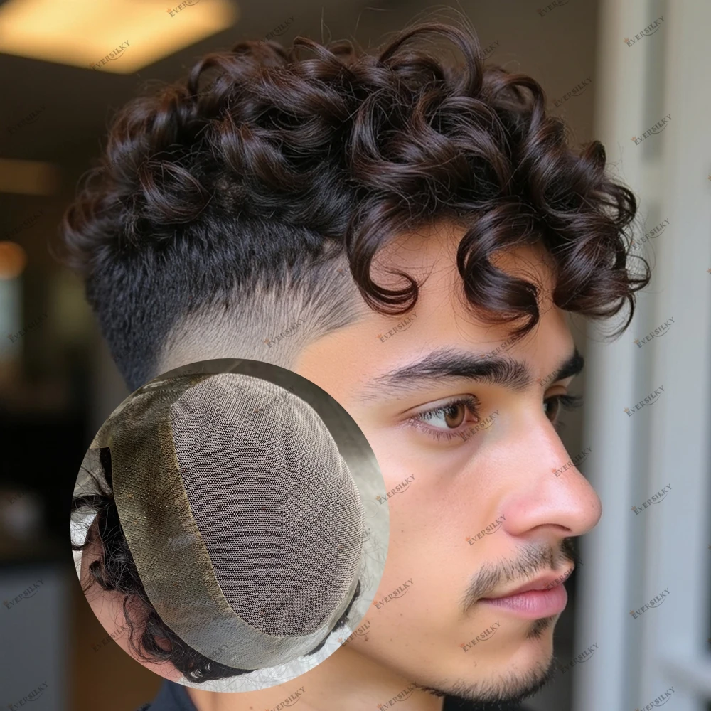 حقيقي السويسري الدانتيل غير قابل للاكتشاف بولي محيط محيط الشعر البشري 18 مللي متر قاعدة أسترالية الرجال الباروكات الشعر الاصطناعية 1B30 أسود رمادي قطع الشعر