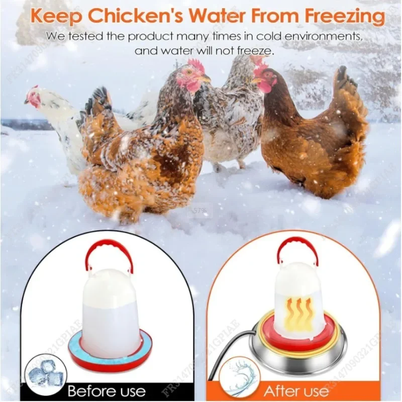 Poultry Waterer Heater Chicken Drinker Heater For Winter Poultry Chicken Water Heater Drinker Base Stainless Steel Base