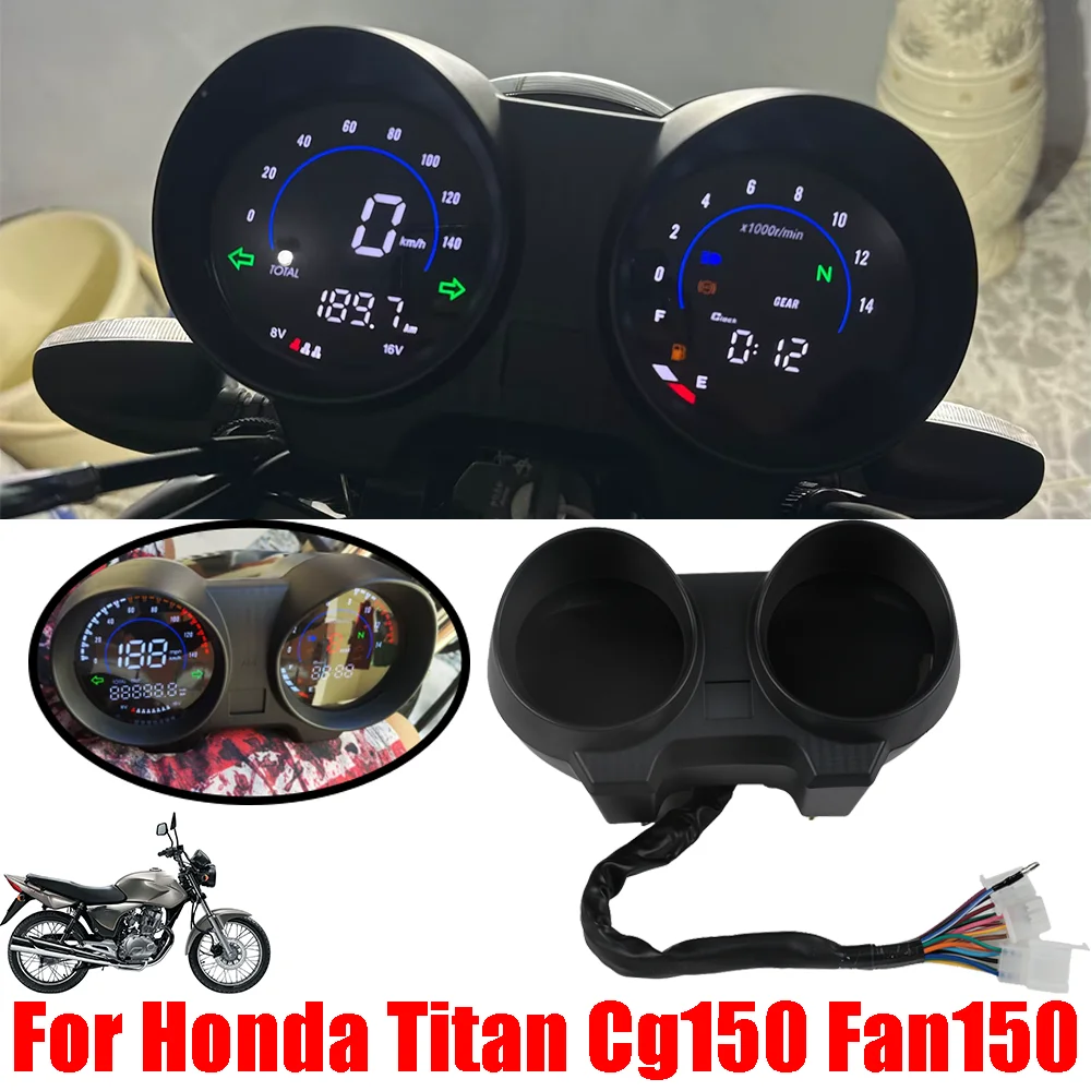 

Motorcycle Digital Speedometer Dashboard Tachometer Odometer Fuel Meter Instrument Voltmeter for Titan 150 Honda Cg150 Fan150