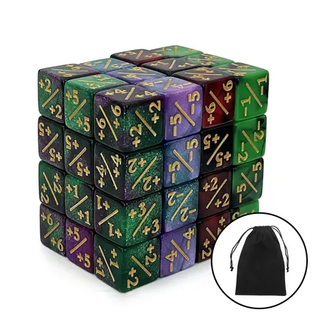 MTG Magic Life Counter Dice - 48 PCS Compatible w/Magic Card Game Accessories, CCG Creature Stats w/ 1 Dice Bags