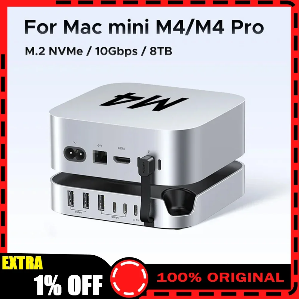 Image of UGREEN USB-Hub Dockingstation SSD 8TB Max 10Gbps USB-A&C Anschlüsse SD&TF 170MB/s USB-Splitter Dock für Mac Mini M4 M4 Pro M.2 NVMe