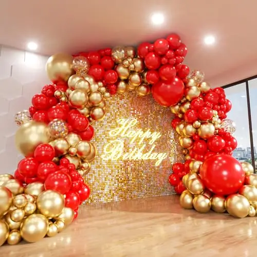 100pcs Red and Gold Platinum Confetti Latex Balloons Birthday Baby Shower Wedding Bride Anniversary Party Christmas Decorations