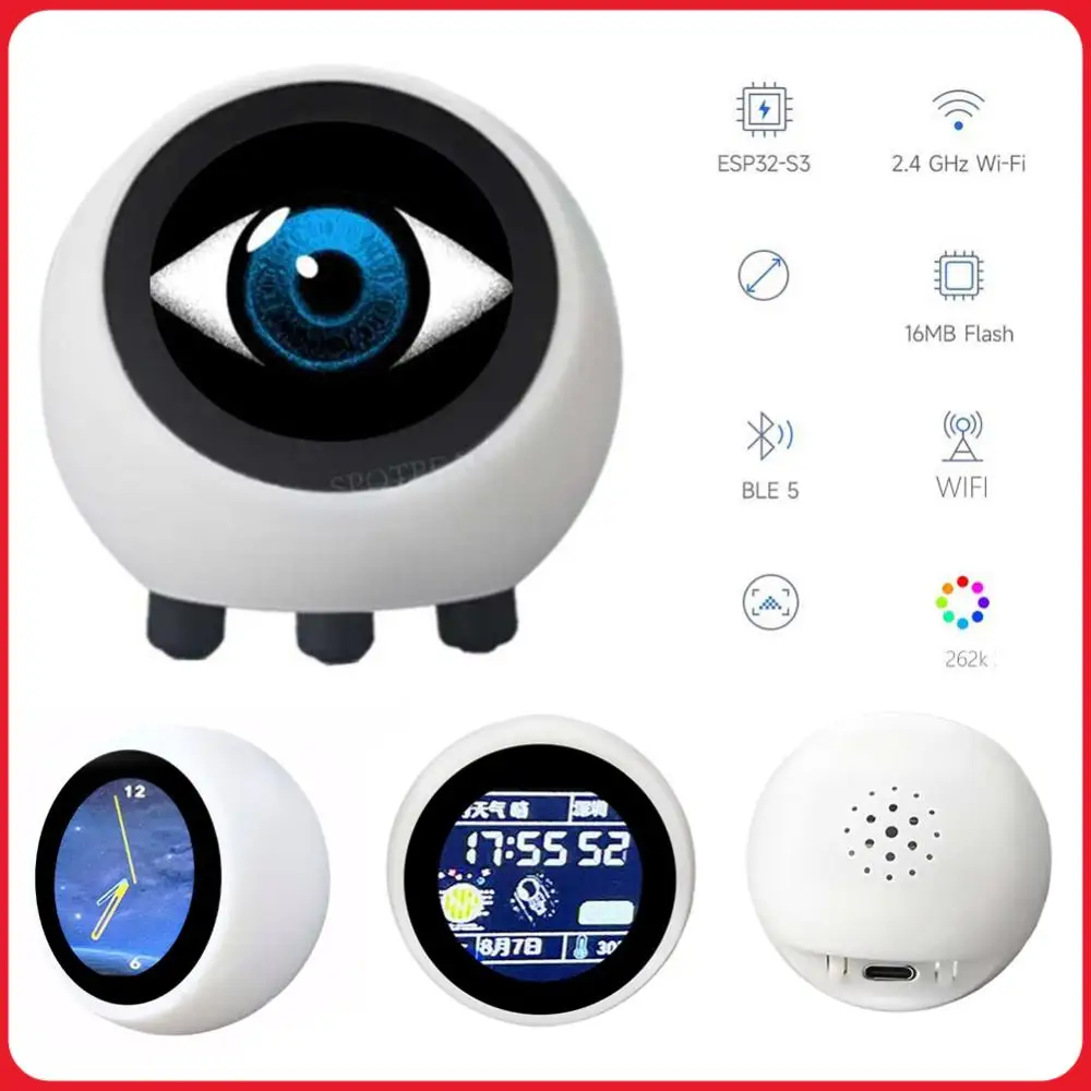 

AI Voice Chat Robot No Touch Screen Multi-Function Mini Robot Tabletop Ornaments LCD Display 1.28in for Home Office((No Battery)