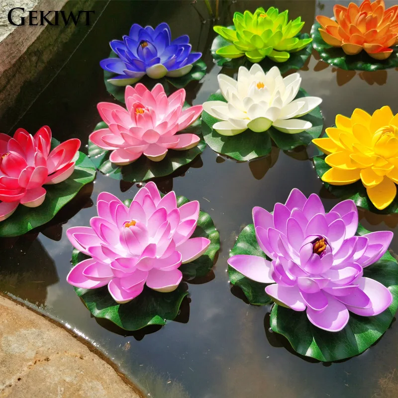 17cm Artificial Lotus Floating Simulated Plan DIY Home Fish Tank Decoration Floating Aquarium Garden Lily Landscape Pond Water