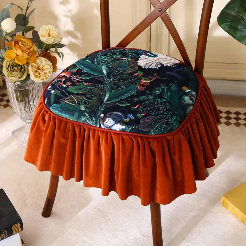New Fashion Short Plush Thick Sponge Sitting Cushion American Style Light Luxury Home Chair Decoration Extend the Drooping Edge