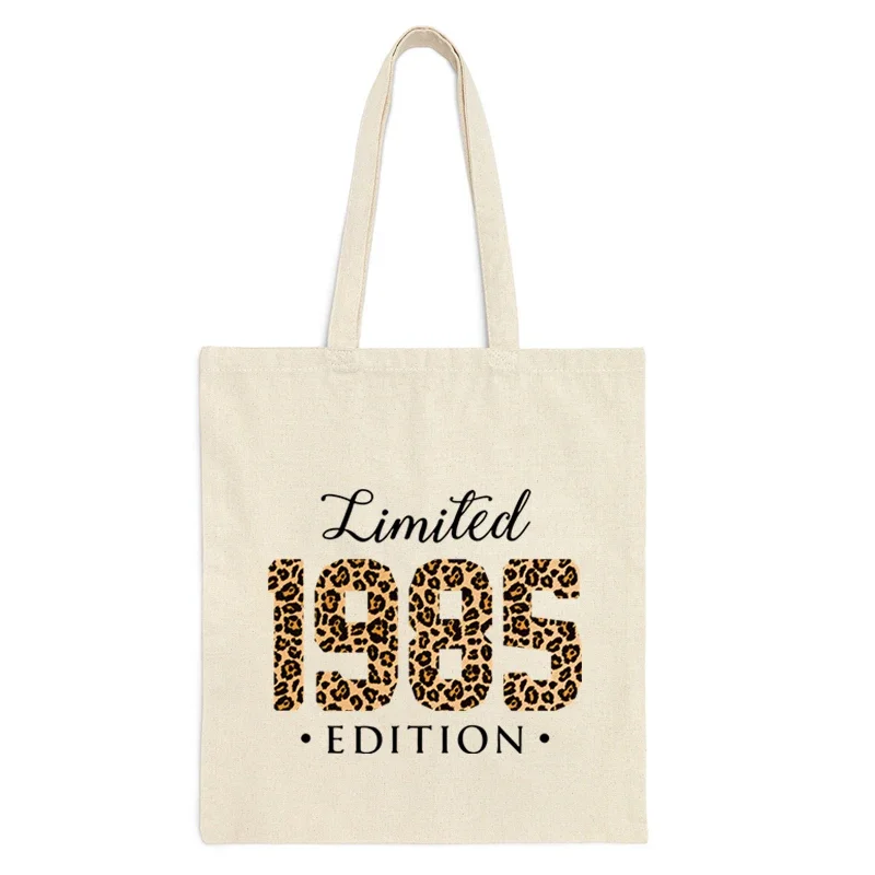 Women White Handbags Limited 1984 Edition Graphic Canvas Tote Bag Women Birthday Shopping Bag Leopard Year Unisex Shoulder Bag