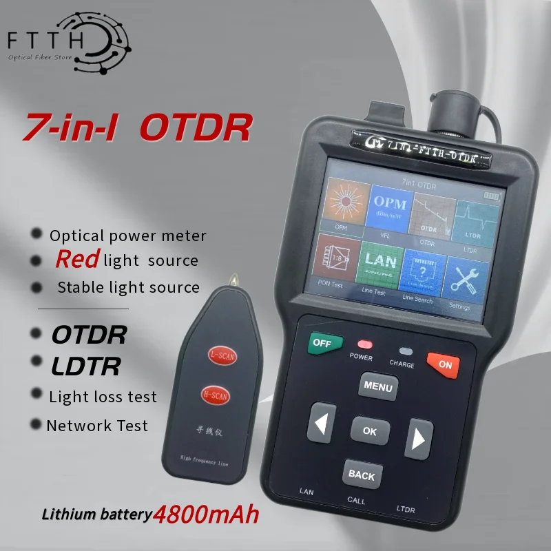 7in1 OTDR Fiber Optic Reflectometer Pro Mini 7Functios VFL OLS OPM Event Map Li-Battery4800mAh Fiber Cable Ethernet Tester