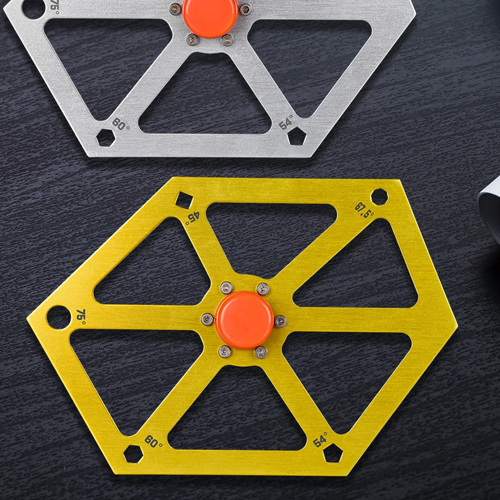

Golden Multi Function Carpentry Angle Ruler Aluminum Alloy Measuring Tool Woodworking Hexagon Protractor Dual for Cutting