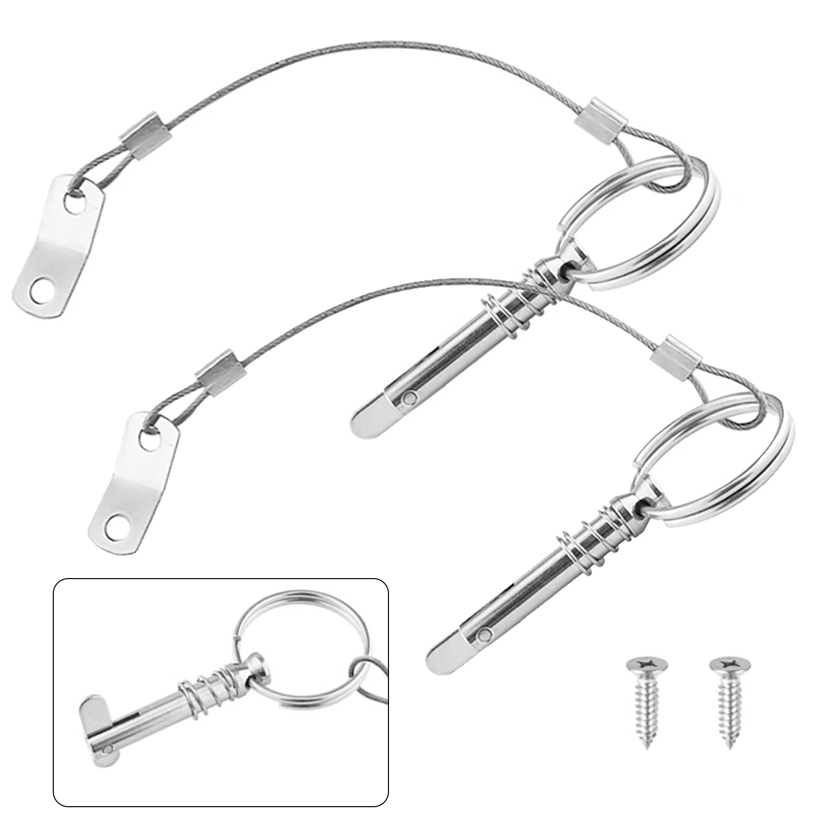 Part Marine Tongue Pin 6.3mm Bimini Pin Quick Release Top Deck Tough With Lanyard 1/4 Inch 316 Stainless Steel