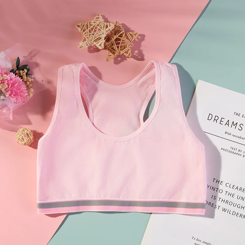 Girls Cotton Training Bras Children Puberty Wireless Underwear Kids Sport Vests Teenage Camisoles Students Underclothes view 5