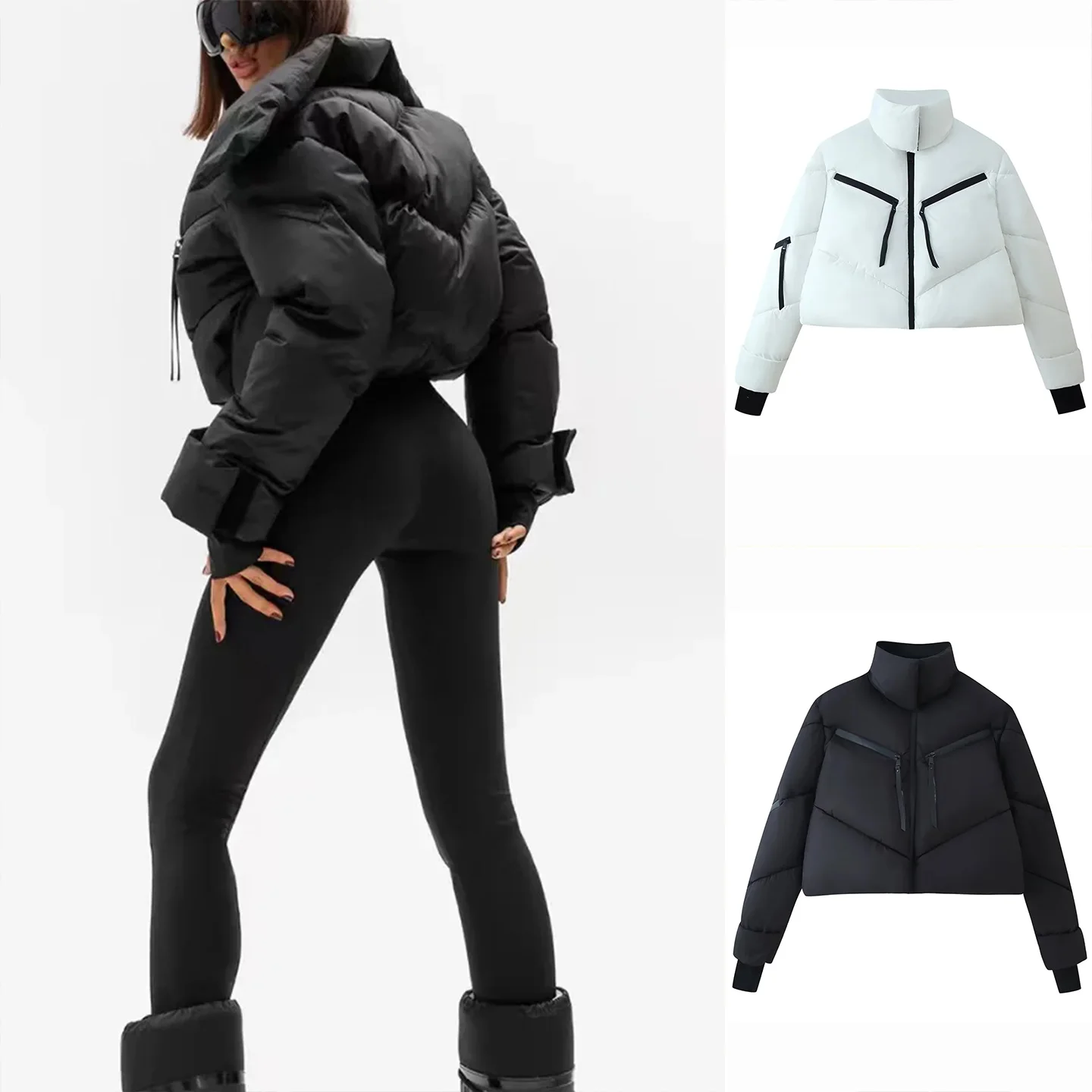 

Новое зимнее поступление, женский коврик, свободный крой, воротник-стойка, длинная молния, хлопковая куртка, верхняя одежда, Commute Sle