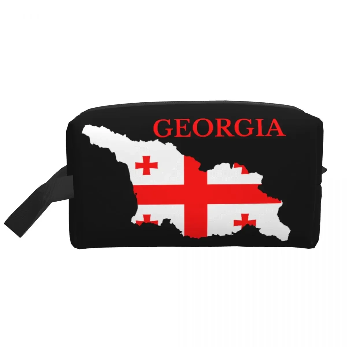 Georgia Country Flag Map Cosmetic Bag  Cute Large Capacity Georgian Proud Patriotic Makeup Case Beauty Storage Toiletry Bags