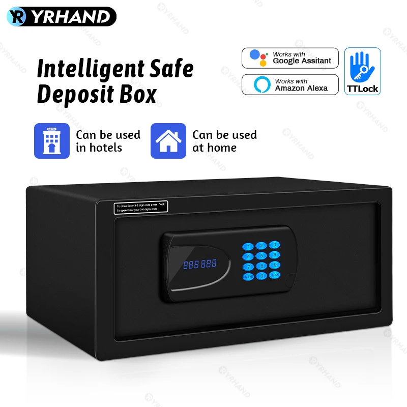 YRHAND Cashbox Ttlock app Hotel Room Safe Box electronic digital lock Good quality hotel safe box work with GoogleHome and Aleax