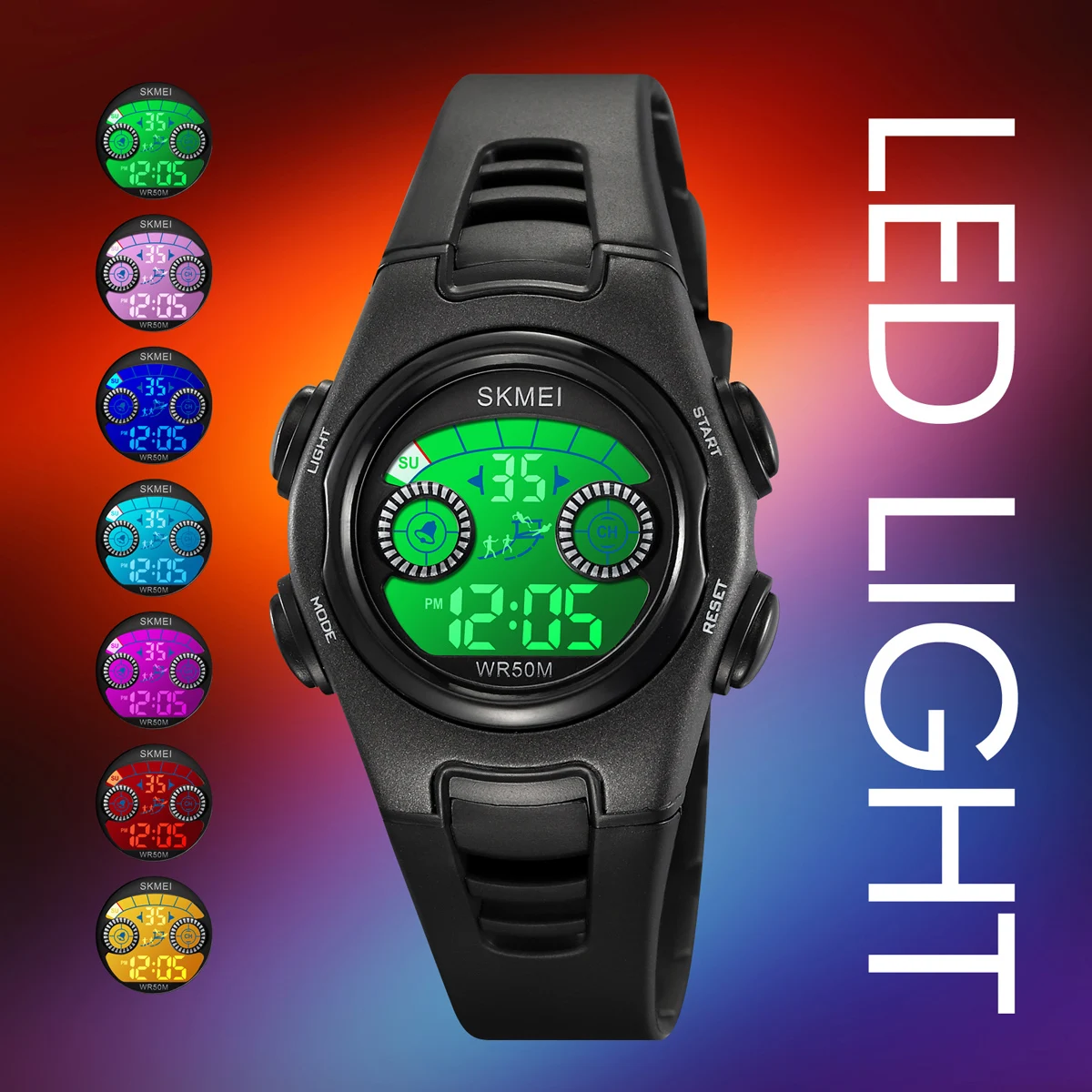 SKNEI orologio digitale colorato alla moda per bambini luci a LED impermeabili orologio da polso per bambini luminoso orologio da polso elettronico per studenti