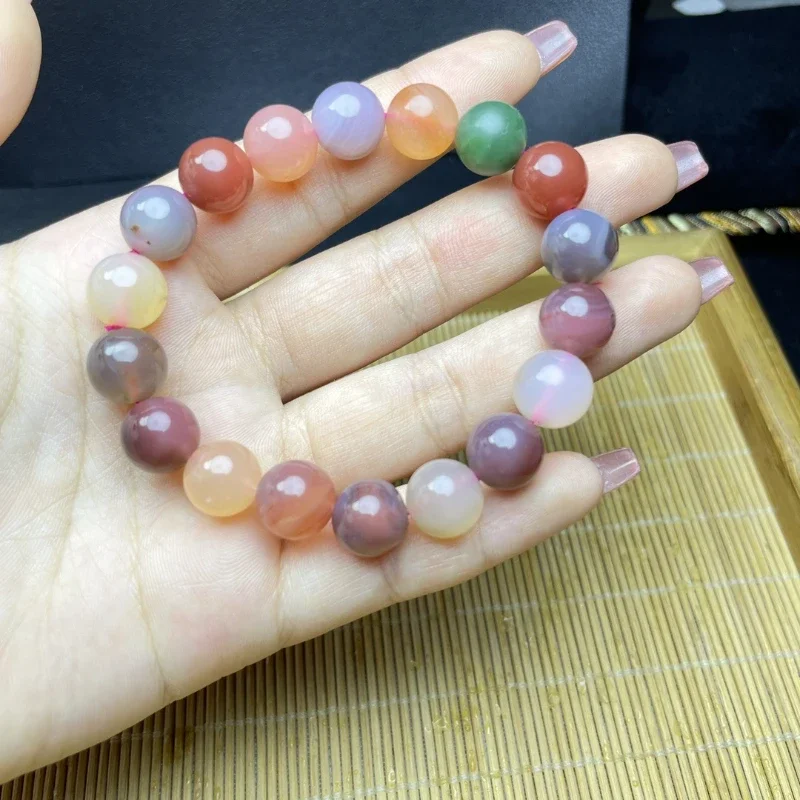 

Natural salt source agate bracelet candy color women's small fresh bracelet round bead single circle hand jewelry