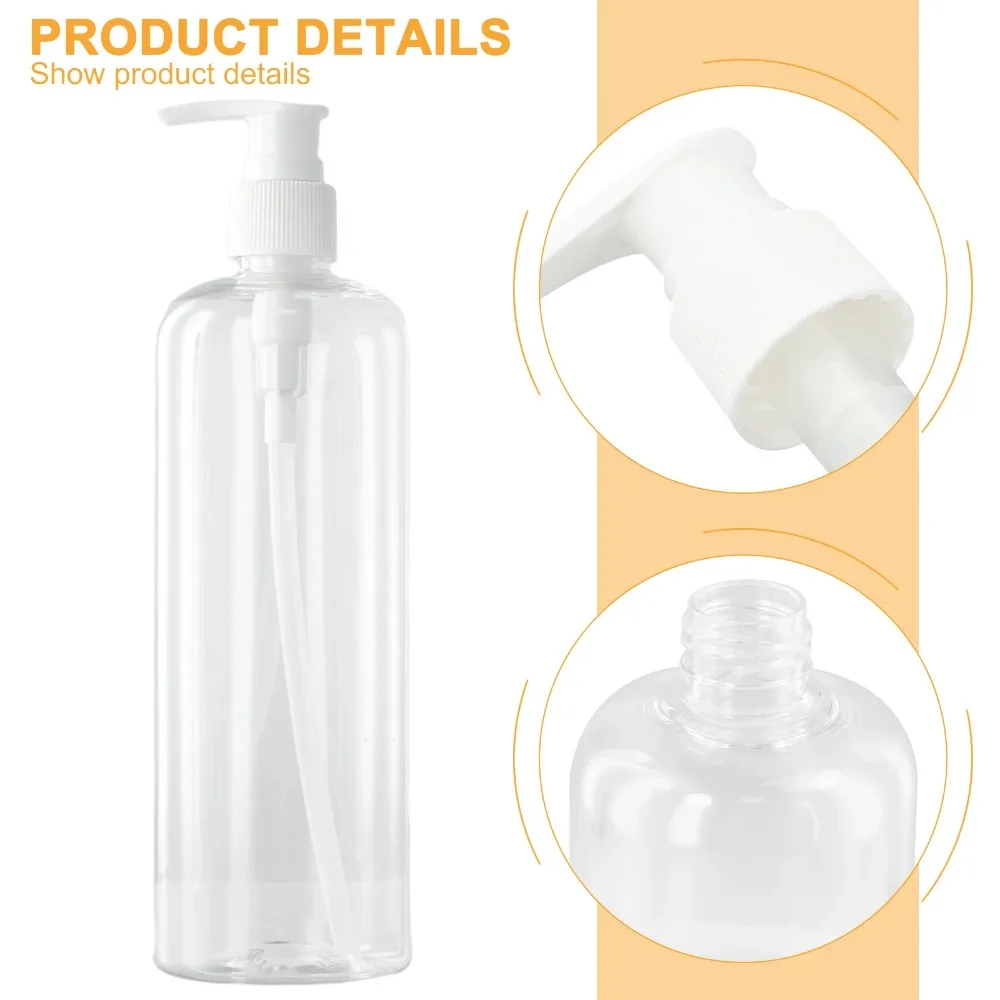 3pcs 500ml  Bathroom Home Bottles Soap Dispenser Shower Storage Transparent Container Cream Gel Holder Lotion Pump Empty Bottles