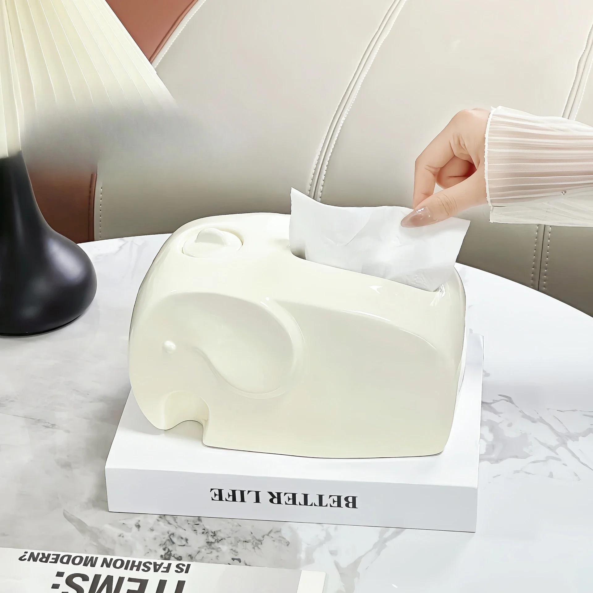 Elephant Tissue Box Can Hold Toothpicks, Light Luxury, High-end Living Room Coffee Table Dining Table Decoration, Paper Box