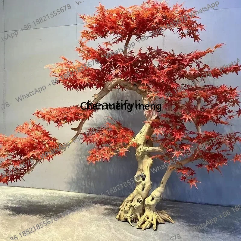 z183    Simulation Red Maple Tree Shape Fake Trees Sales Office Window Floor Zen Fake Trees Landscape Decoration