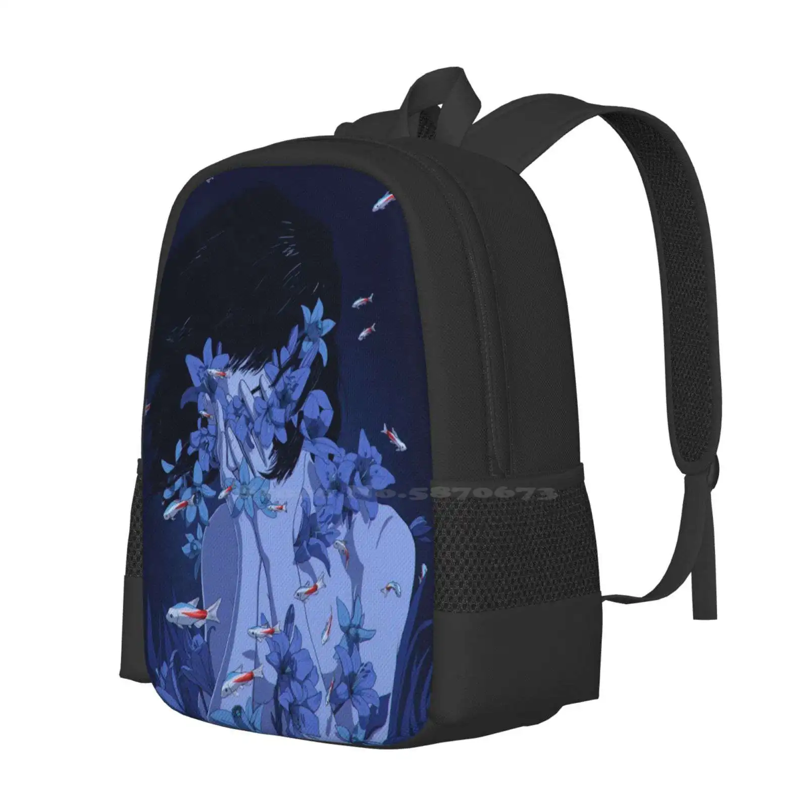 Perfect Blue Pattern Design Laptop Travel School Bags Perfect Blue Anime Cartoon Satoshi Kon Louis Picard 90S Japan Fish Flower