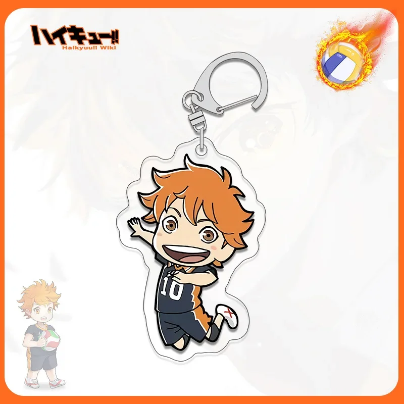 20Pcs/Lot Anime Manga Haikyuu!! Keychain High School Volleyball Boy Hinata Shoyo Kageyama Acrylic Pendant Key Chain