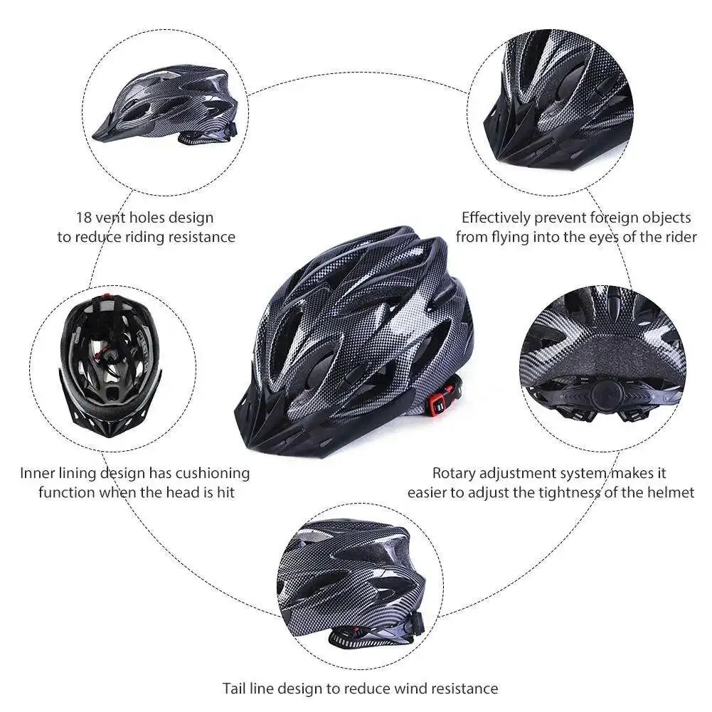 Cycling Helmet Comfort Lining Lightweight Fiber Texture Helmet Adult Mountain Bike Cycling Equipment