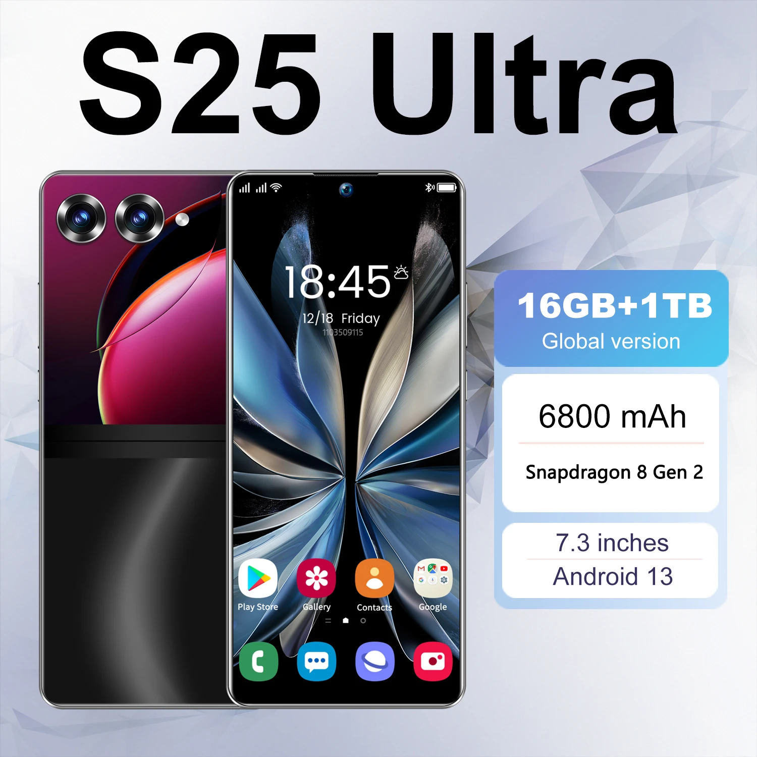 S25 Ultra New Smartphone 7.3 Inch  Android 13 16GB+1TB 8800mAh Global Version 5G Dual SIM Phone Snapdragon 8 Gen 2 Gaming Phone