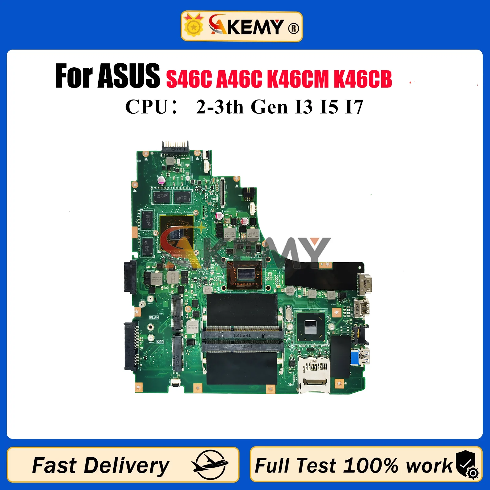 

K46CM Laptop Motherboard For ASUS K46C S46C A46C K46CM K46CB Notebook Mainboard With I3 I5 I7 CPU 100% tests OK fast shipping