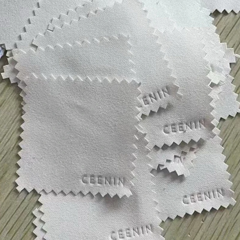 Polishing Cloth 5*5cm Custom Logo Off-White Suede Gold and Silver Necklace Jewelry Cloth Embossed Gold 100pcs