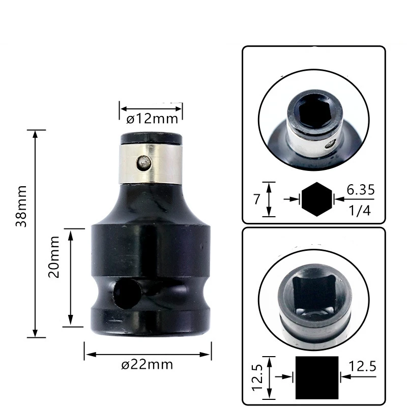 Krachtige Drive Converter Impact Tool 1/2 inch Square To 1/4 inch Hex Ratchet Socket Wrench Socket Adapter Spanner Set