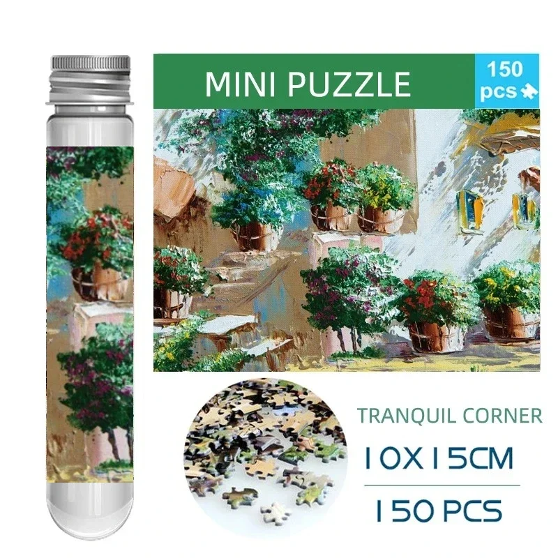 

150PCS Mini Test Tube Jigsaw Puzzles Tranquil Street Corner Decompression Toy Game Family Decoration