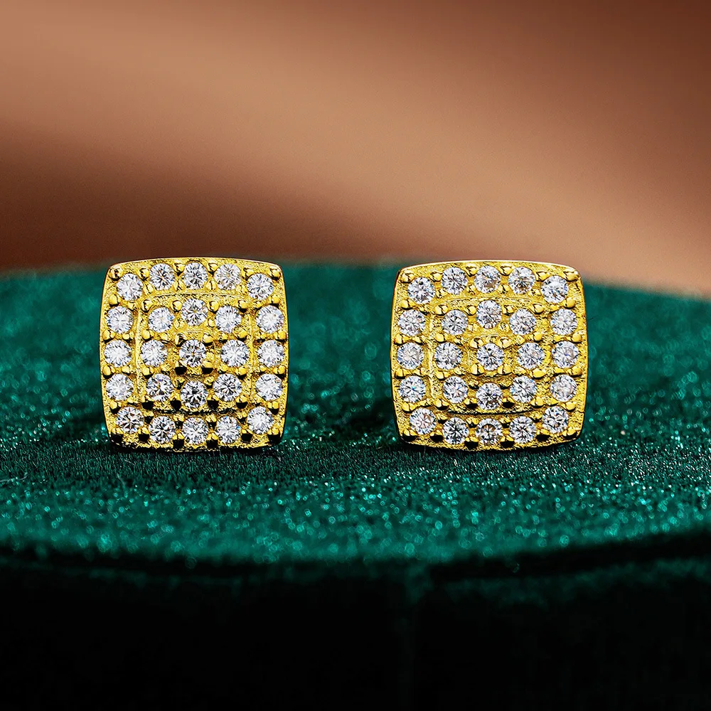 

Женские платиновые серьги-гвоздики Lumia в форме сахарного куба PT950, квадратный полный комплект, муассанит, золото 18 карат, украшения для ушей, подарки