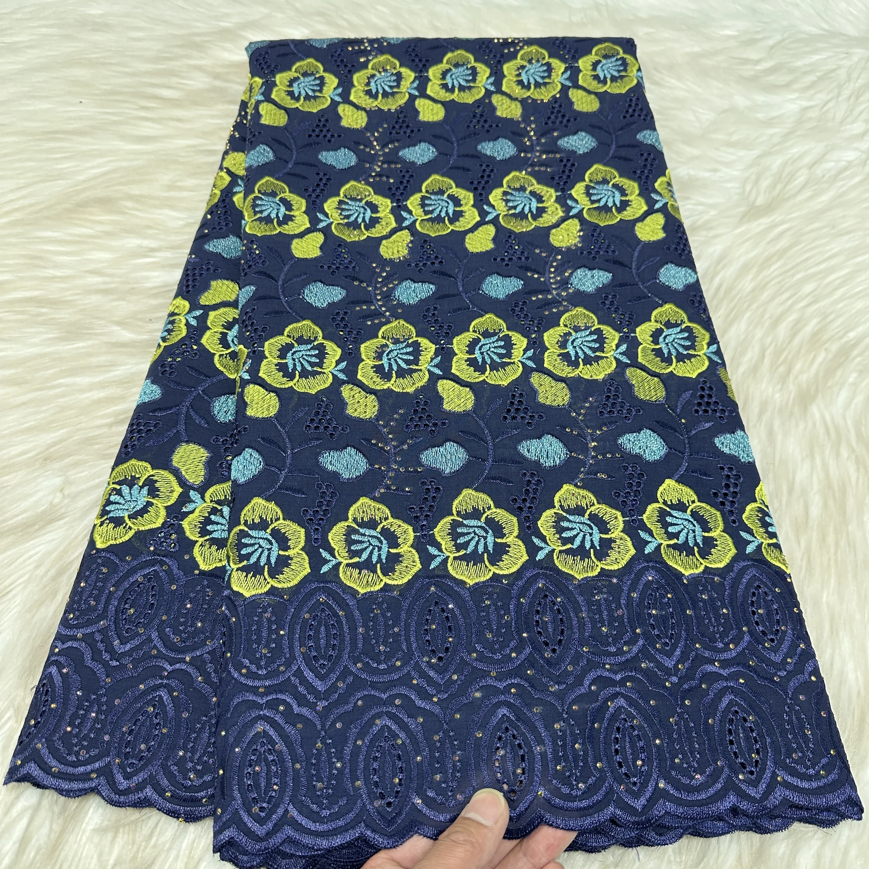 

5 ярдов высококачественной хлопковой ткани с камнями, нигерийское французское африканское кружево, швейцарский вуаль-кружевной материал для женских платьев