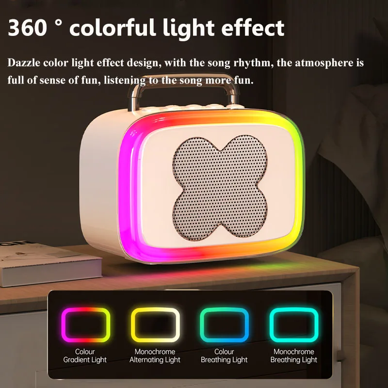 Мини-портативный Bluetooth-динамик RGB Атмосфера Световой объемный звук Музыкальная шкатулка Беспроводной музыкальный плеер Поддержка FM TF-карты USB AUX