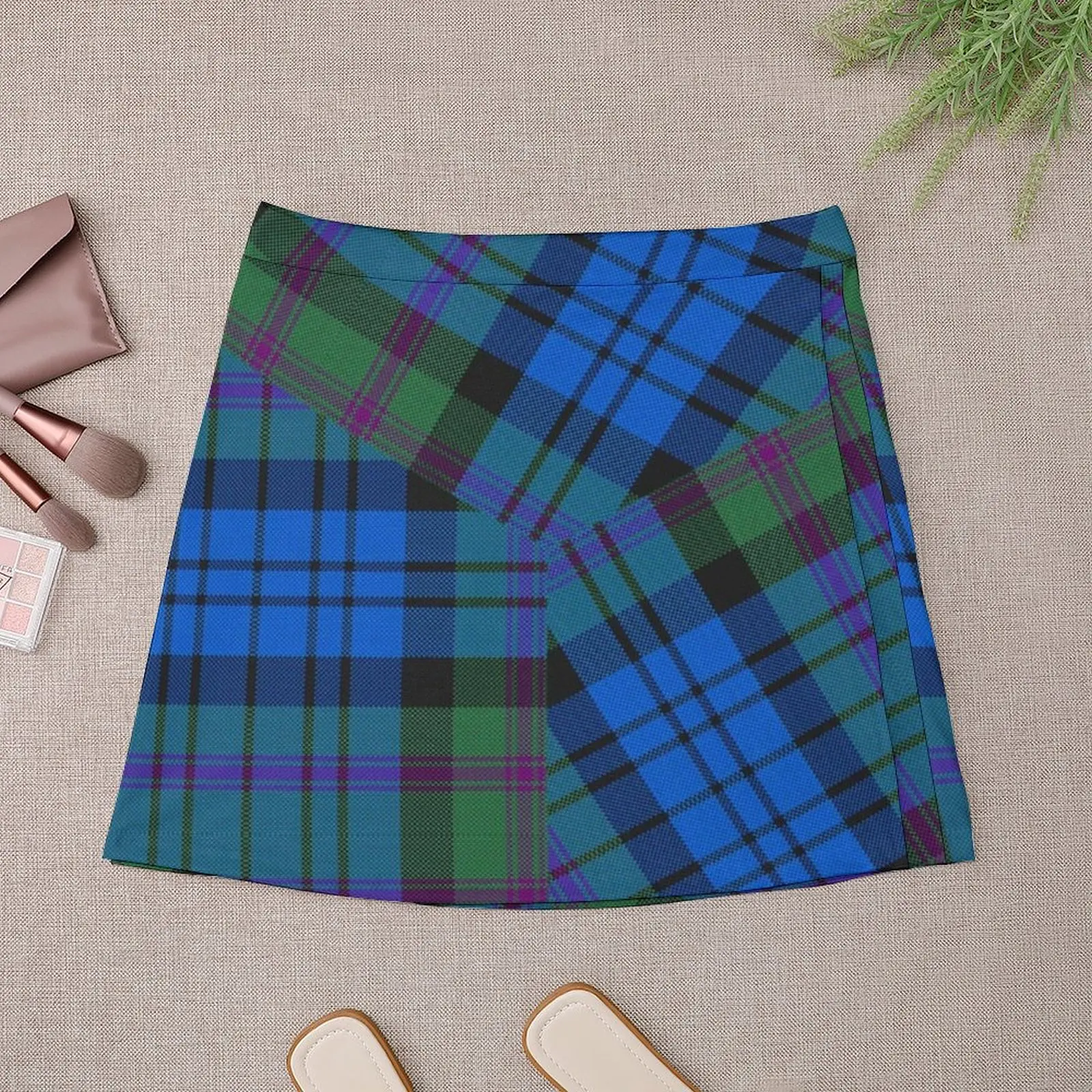 Rok Mini Baird Tartan Gaun Rok Mini Wanita Musim Panas 2025