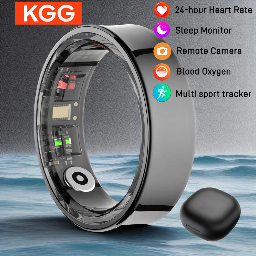 

R09 Smart Ring Men Women with Charging Case Body Temperature Health and Sleep Monitor 5ATM Waterproof For Android IOS